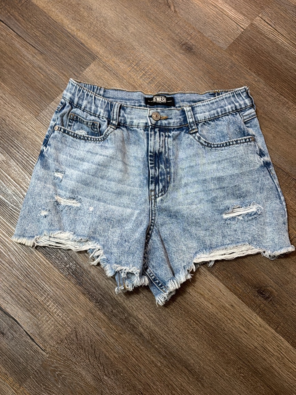 Rewash Light Blue Distressed Denim Shorts